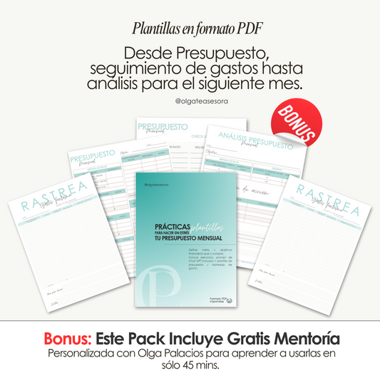 Plantillas Presupuesto Mensual Para Ellas+ Gratis Asesoria Personalizada