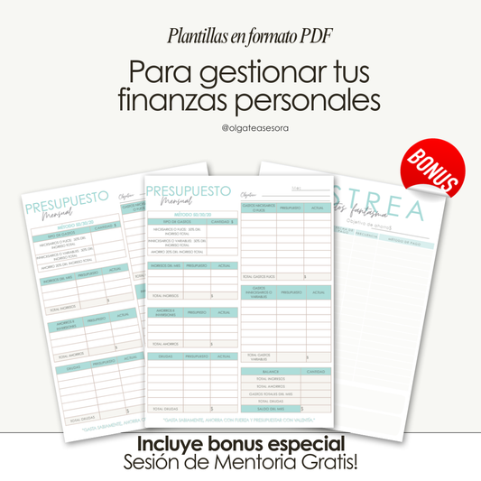 Plantillas Presupuesto Mensual Para Ellas+ Gratis Asesoria Personalizada